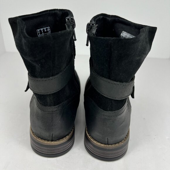 Clarks Womens 219238 Camzin Strap Black Leather Block Heels Size 6 M Booties - Picture 5 of 10